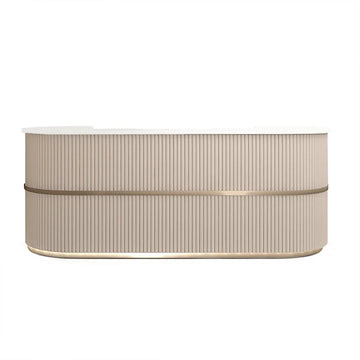 Curved Reception Counter with LED Lighting and Fluted Front