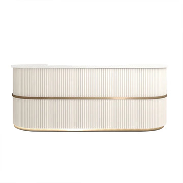 Curved Reception Counter with LED Lighting and Fluted Front