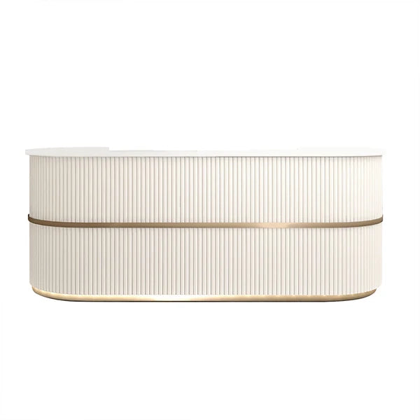 Curved Reception Counter with LED Lighting and Fluted Front
