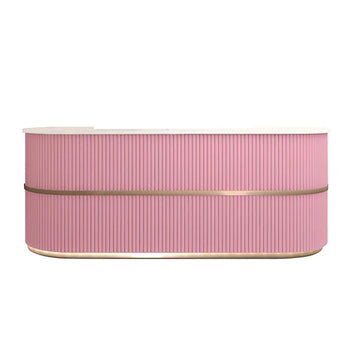 Curved Reception Counter with LED Lighting and Fluted Front