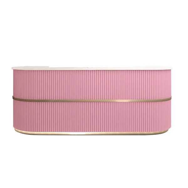 Curved Reception Counter with LED Lighting and Fluted Front