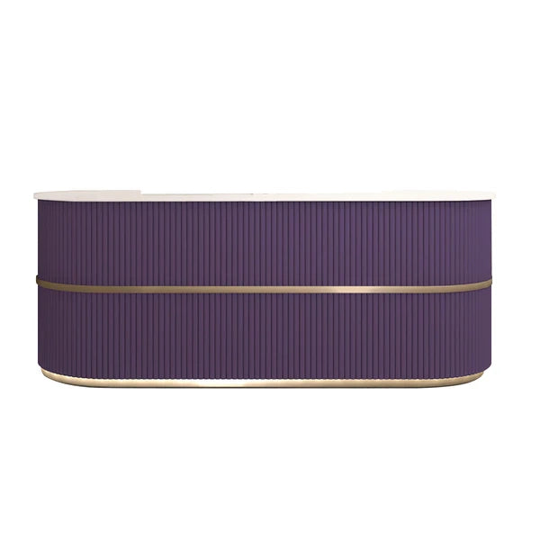 Curved Reception Counter with LED Lighting and Fluted Front