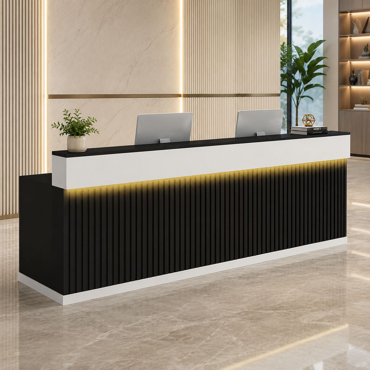Slatted Reception Counter with LED Lighting