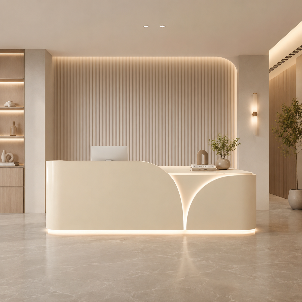 Reception Counter with Curved LED Front