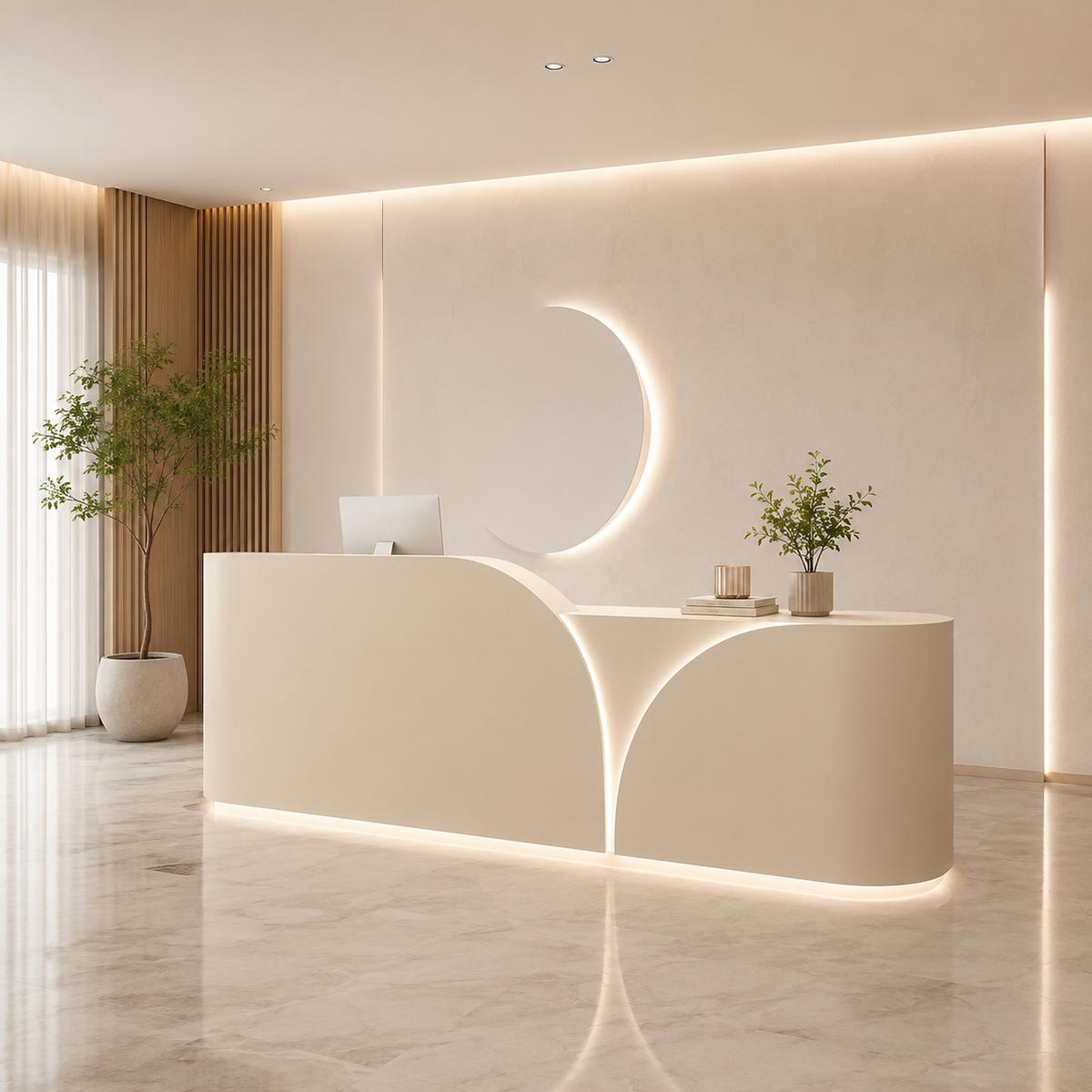 Reception Counter with Curved LED Front
