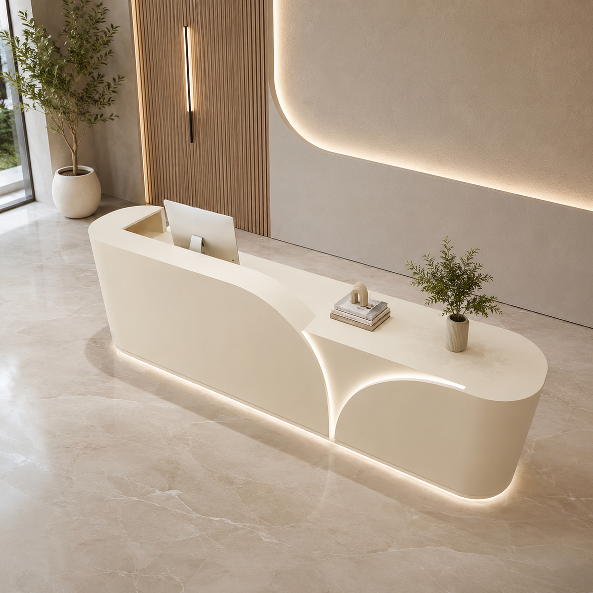Reception Counter with Curved LED Front