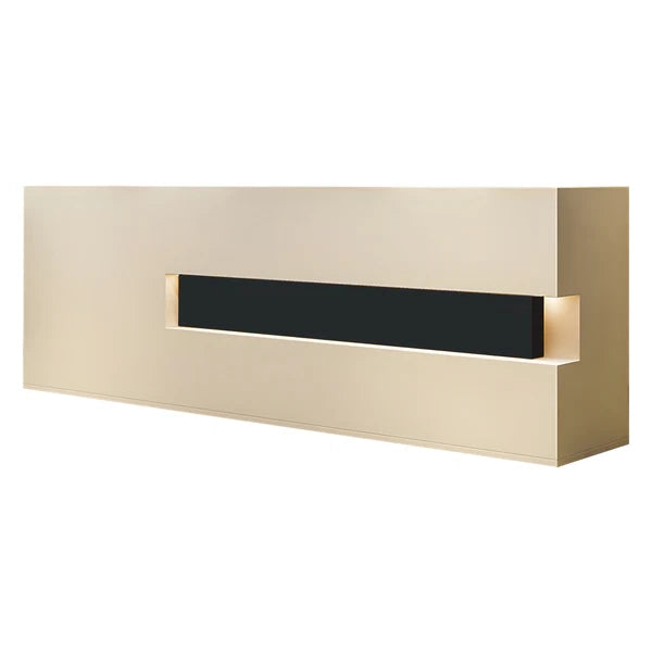 Straight Reception Desk with Wood-Grain Finish and Storage