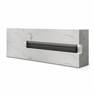 Straight Reception Desk with Wood-Grain Finish and Storage