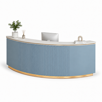 Curved Reception Counter with Fluted Front and LED Lighting