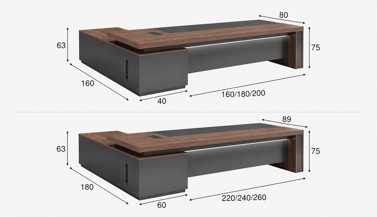 L-Shaped Executive Desk Size Guide