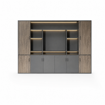 Executive Desk and Office Cabinet Options in Timber-Look Finish