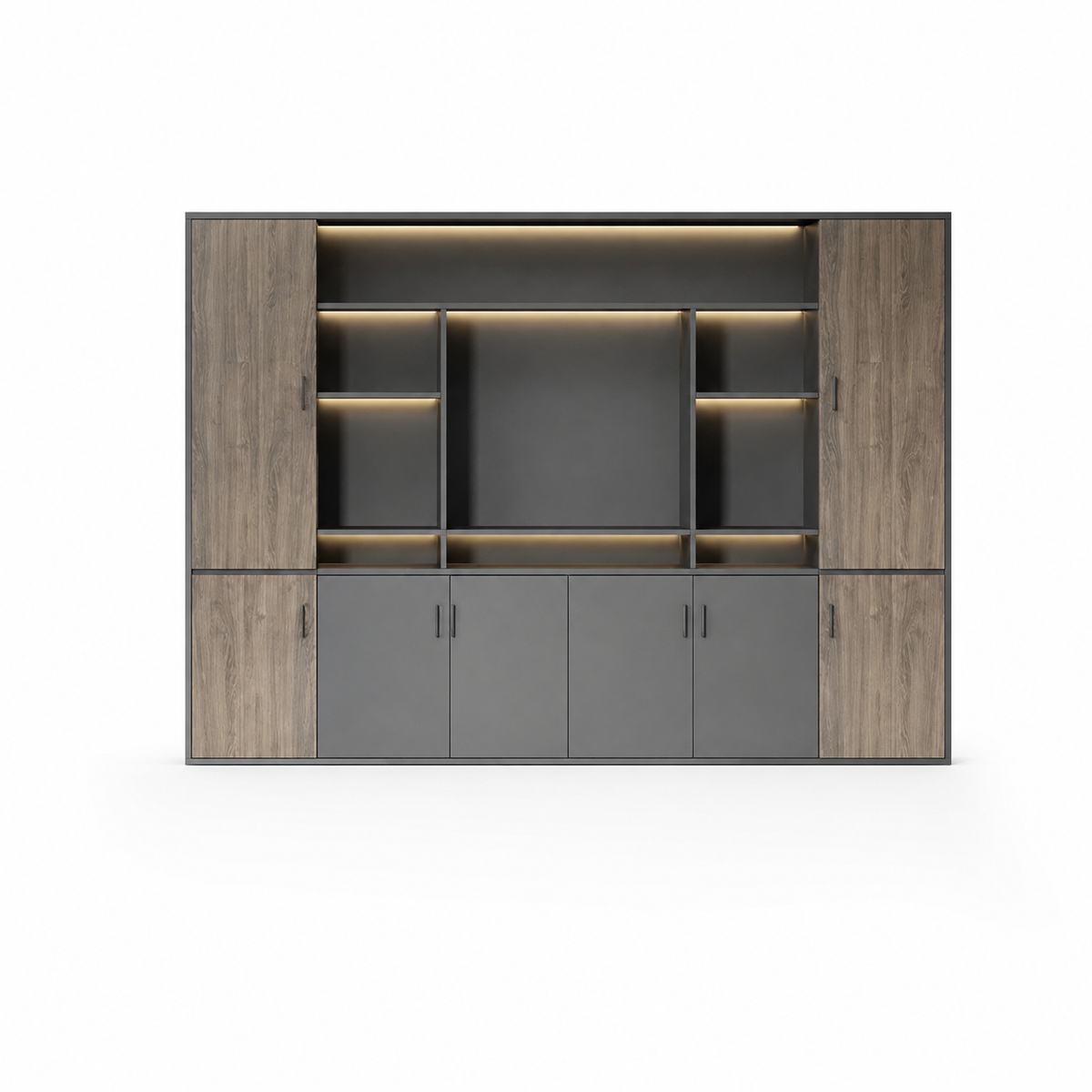 Executive Desk and Office Cabinet Options in Timber-Look Finish