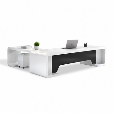 L-Shaped Executive Desk with Black Privacy Panel