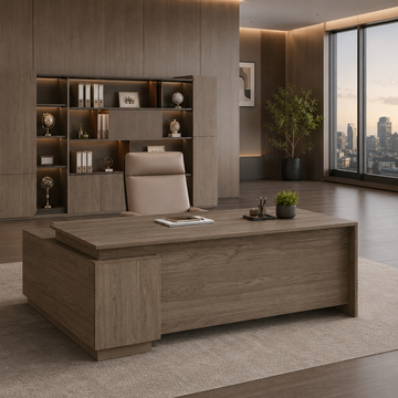 L-Shaped Executive Desk with Privacy Panel