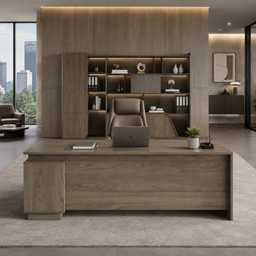 L-Shaped Executive Desk with Privacy Panel