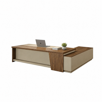 L-Shaped Executive Desk with Lockable Side Cabinet