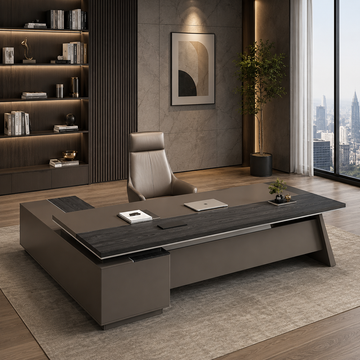 L-Shaped Executive Desk with Side Storage