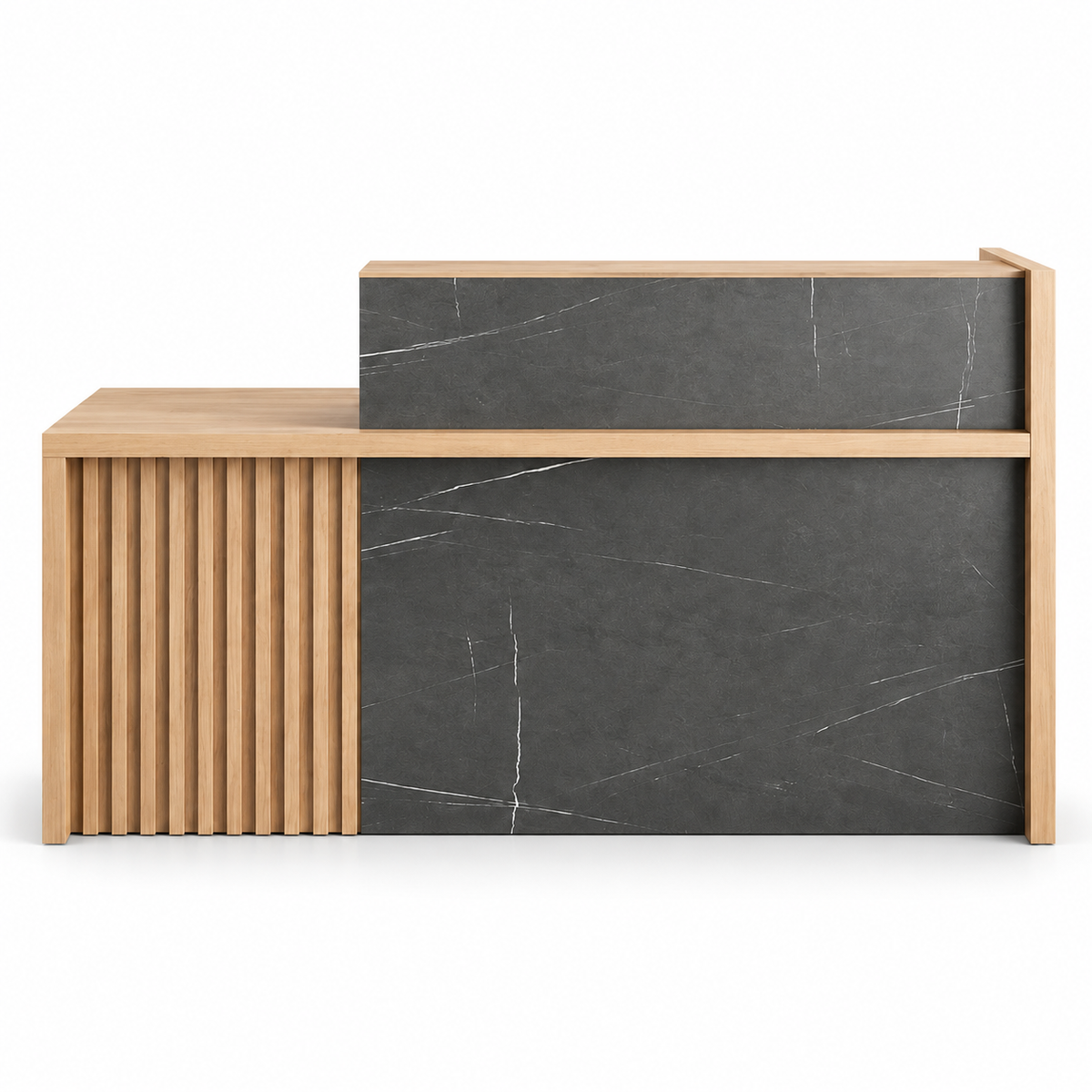 Reception Desk with Fluted Panel and Two-Tier Counter