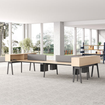 4 Position Office Desk with Privacy Dividers