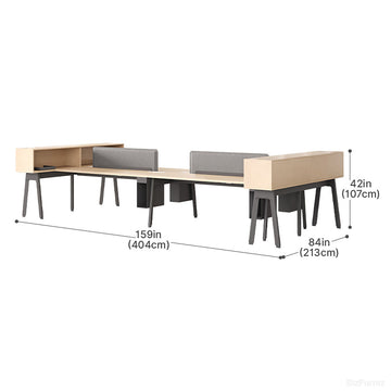 Dimension Drawing of Four-Person Modular Office Desk