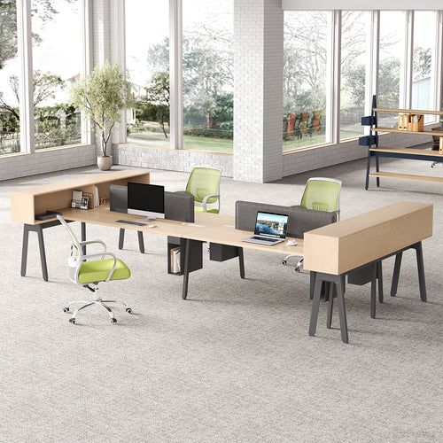 Angled Shot Four-Person Modular Staff Workstation