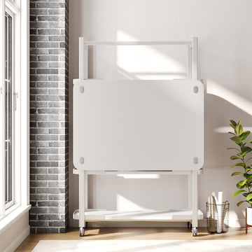 Back View Wheeled White Storage Shelving Unit