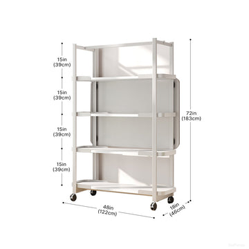 Dimension Diagram of Wheeled White Storage Organizer Rack